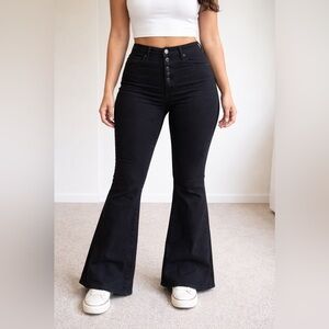 American Eagle High-Rise Flare Jeans Black Womens Size 24